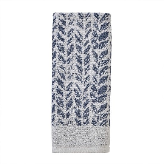 Distressed Leaves Hand Towel (2-Pack),Denim Blue