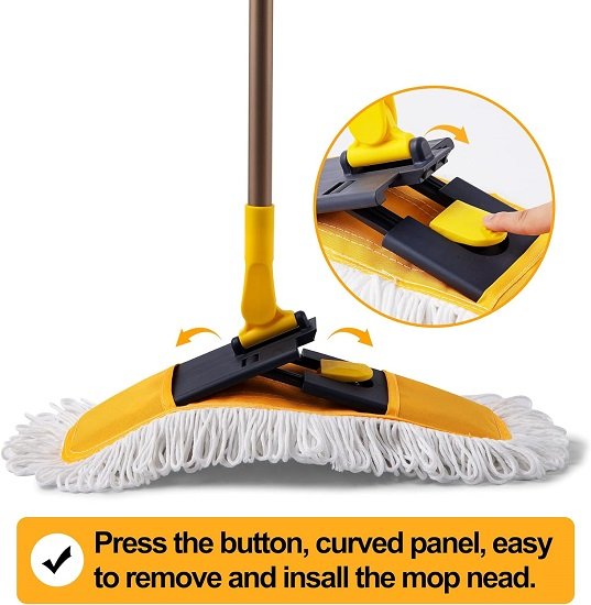 Dust Mop Microfiber Floor Mop 57 Inch Retractable, 3 Mop Pads Wet & Dry