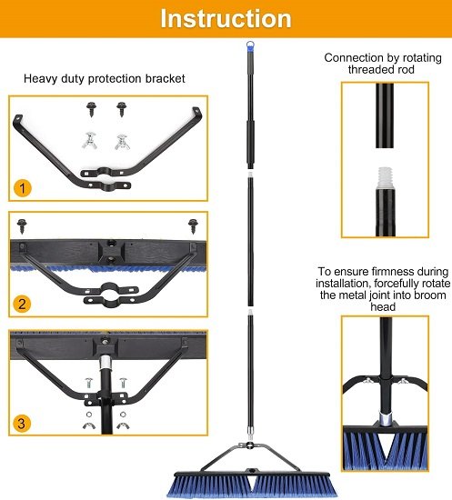 24" Push Broom Outdoor Heavy Duty Broom - Blue